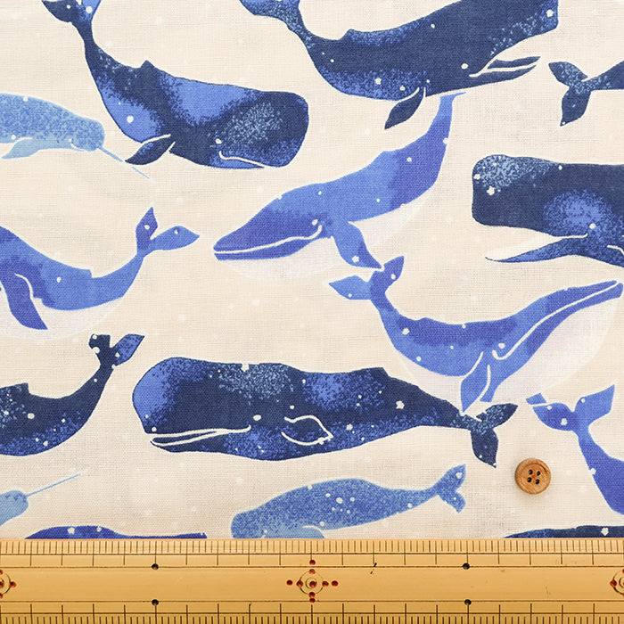 Cotton Double Gauze Print Fabric - Fluffig Whale - nomura tailor
