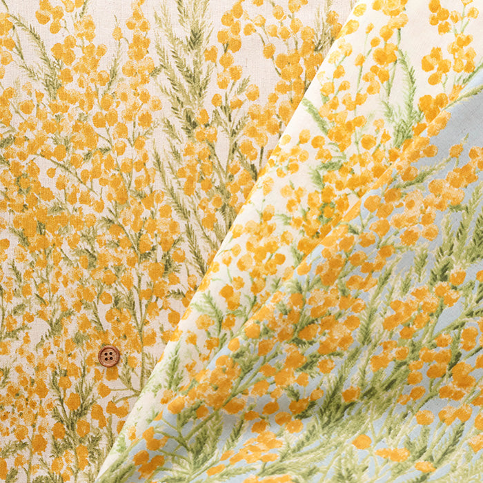 C/L Muslin Print Fabric Soft Finished momen-t - Mimosa Border - nomura tailor