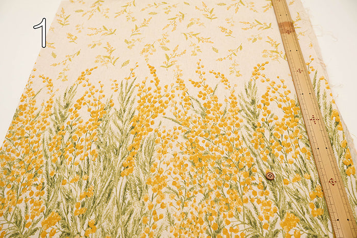 C/L Muslin Print Fabric Soft Finished momen-t - Mimosa Border - nomura tailor