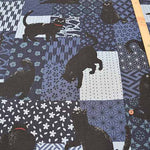 Cotton Dobby Fabric  - Japanese Patchwork Cat Pattern - nomura tailor
