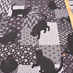 Cotton Dobby Fabric  - Japanese Patchwork Cat Pattern - nomura tailor