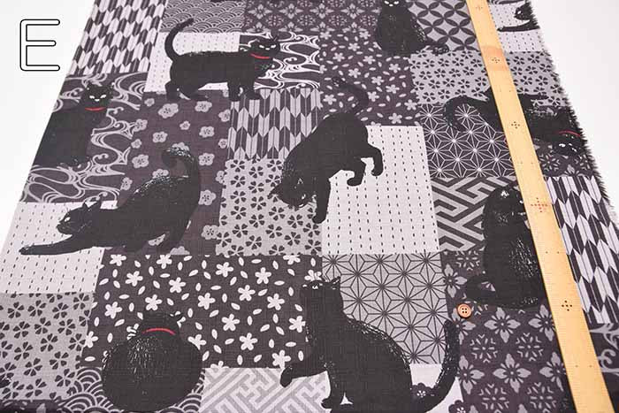 Cotton Dobby Fabric  - Japanese Patchwork Cat Pattern - nomura tailor