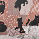 Cotton Dobby Fabric  - Japanese Patchwork Cat Pattern - nomura tailor