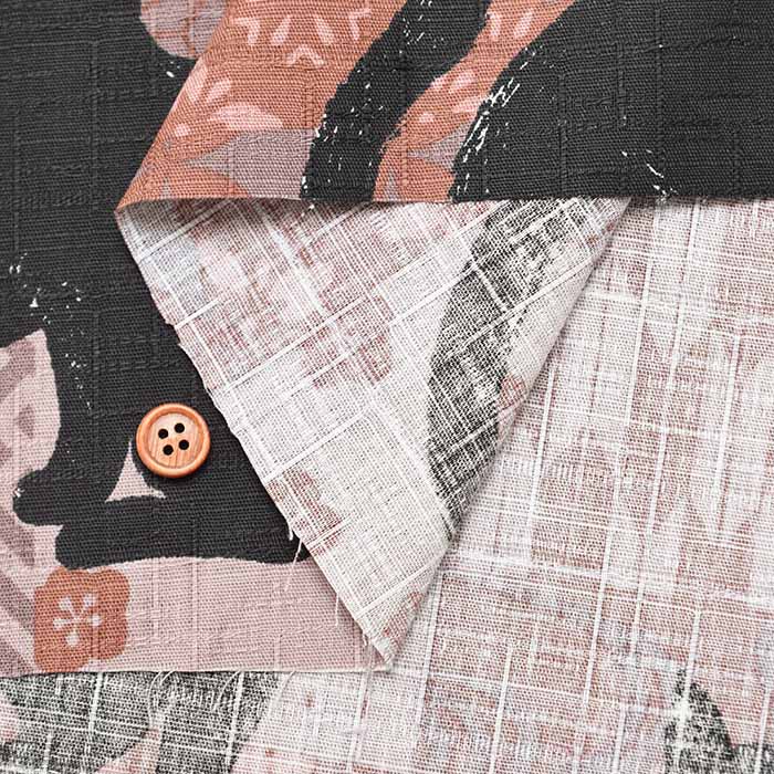 Cotton Dobby Fabric  - Japanese Patchwork Cat Pattern - nomura tailor