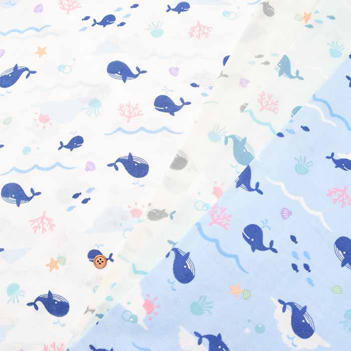 Cotton Double Gauze Fabric - Whale - nomura tailor