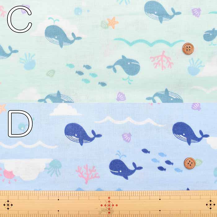 Cotton Double Gauze Fabric - Whale - nomura tailor