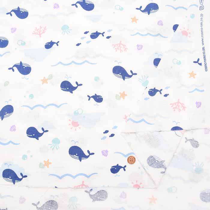 Cotton Double Gauze Fabric - Whale - nomura tailor