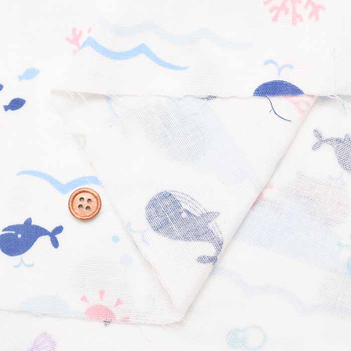 Cotton Double Gauze Fabric - Whale - nomura tailor