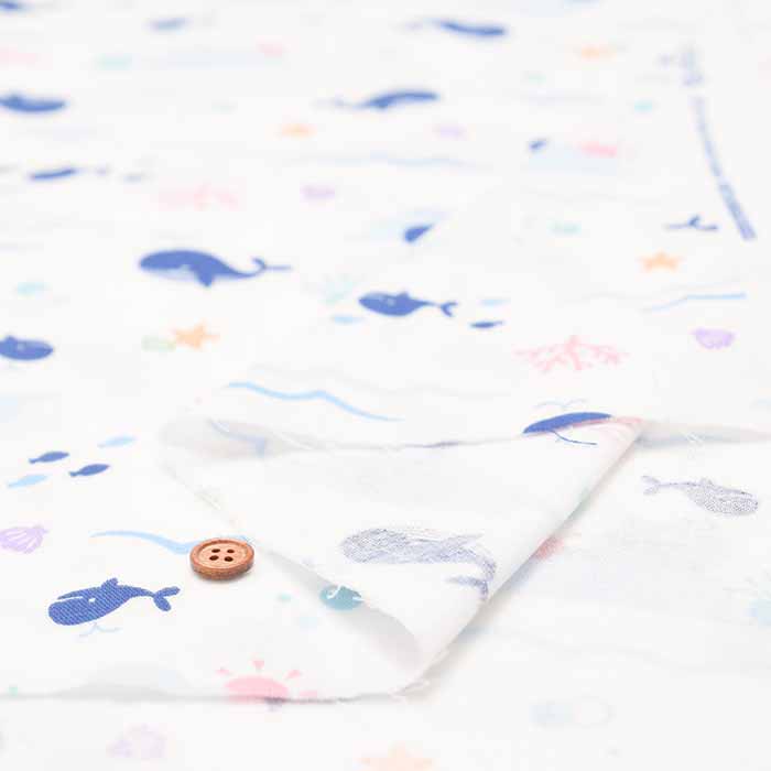 Cotton Double Gauze Fabric - Whale - nomura tailor