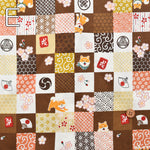 Cotton muslin Fabric - “Walk in the Park, Japanese Patch Shiba Inu” - nomura tailor