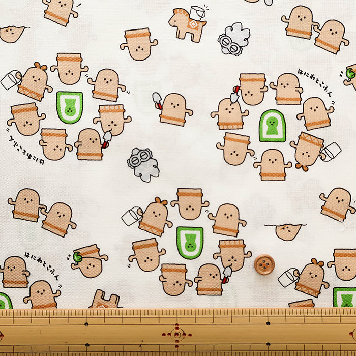 Cotton Muslin Printed Fabric - Haniwa and Kofun - nomura tailor