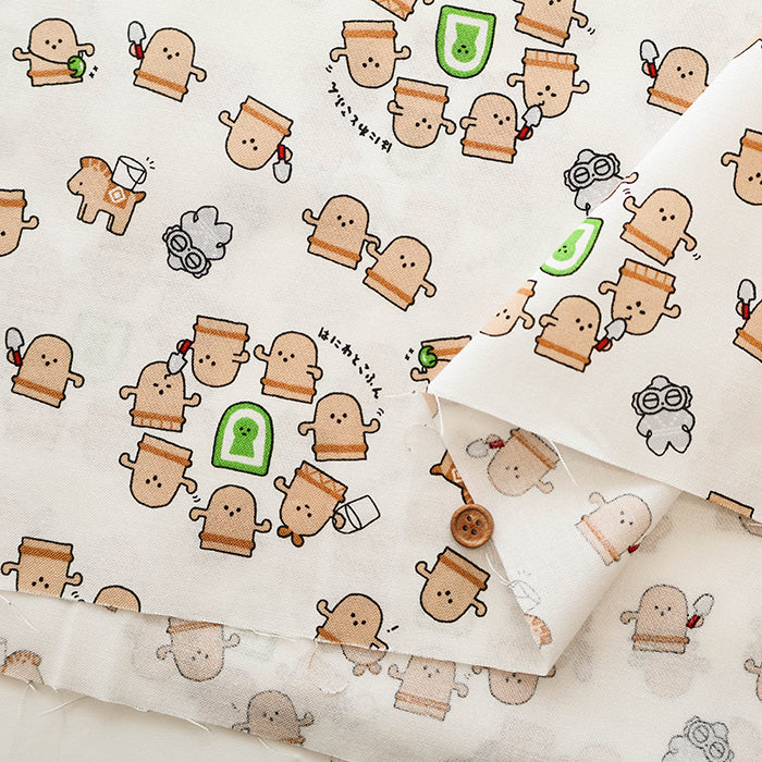 Cotton Muslin Printed Fabric - Haniwa and Kofun - nomura tailor