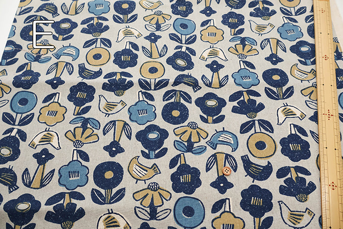 C/L Canvas Printed Fabric - Hummingbird Flower - nomura tailor