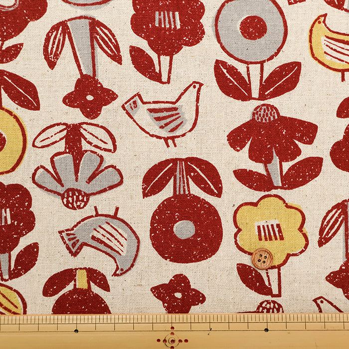 C/L Canvas Printed Fabric - Hummingbird Flower - nomura tailor