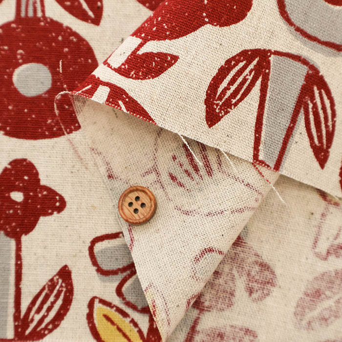C/L Canvas Printed Fabric - Hummingbird Flower - nomura tailor