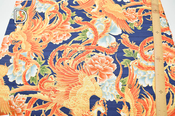 Cotton Slub Satin Print Fabric - Phoenix - nomura tailor