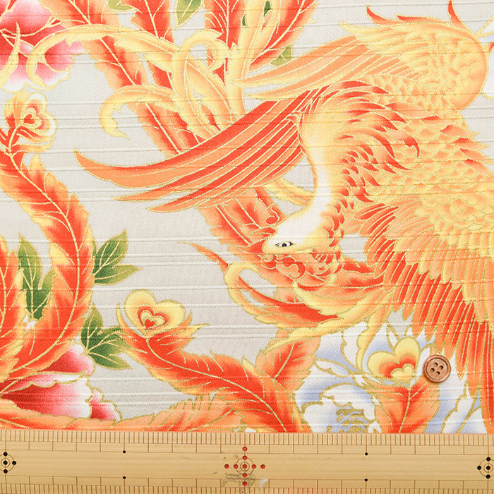 Cotton Slub Satin Print Fabric - Phoenix - nomura tailor