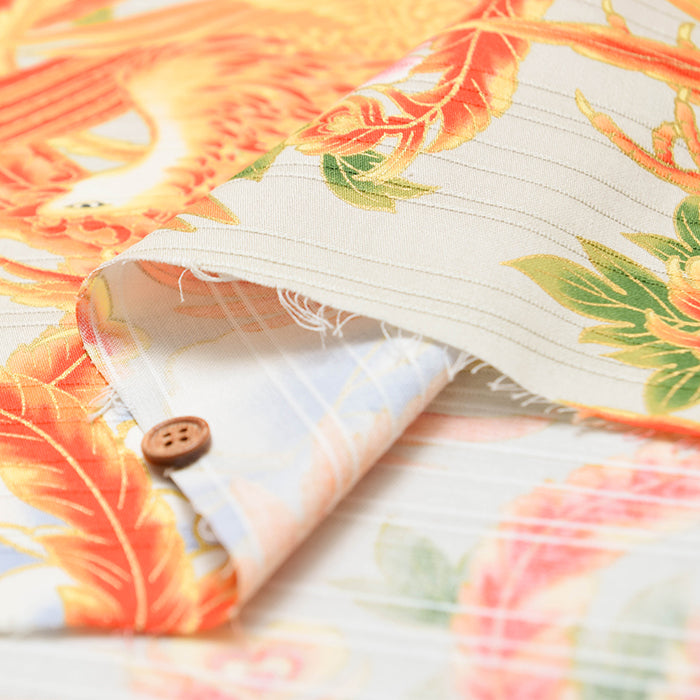 Cotton Slub Satin Print Fabric - Phoenix - nomura tailor
