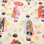 Cotton Slub Satin Print Fabric - Maiko (Apprentice geisha) - nomura tailor