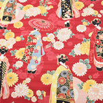 Cotton Slub Satin Print Fabric - Maiko (Apprentice geisha) - nomura tailor