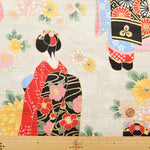 Cotton Slub Satin Print Fabric - Maiko (Apprentice geisha) - nomura tailor