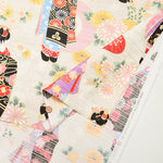 Cotton Slub Satin Print Fabric - Maiko (Apprentice geisha) - nomura tailor
