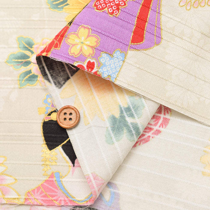 Cotton Slub Satin Print Fabric - Maiko (Apprentice geisha) - nomura tailor