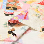 Cotton Slub Satin Print Fabric - Maiko (Apprentice geisha) - nomura tailor