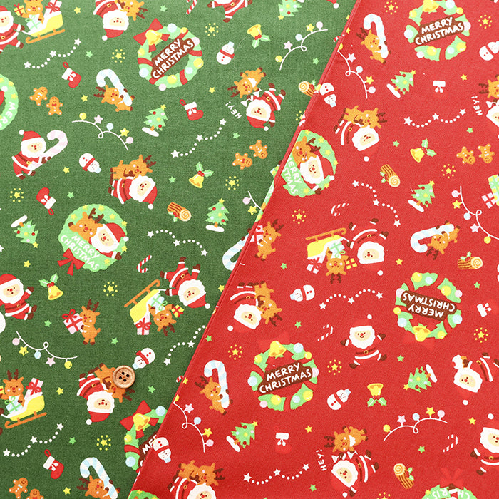 Cotton Scare Printed Fabric - Santa Claus - nomura tailor