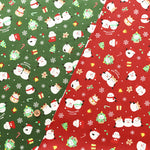 Cotton Scare Printed Fabric - Christmas Shimaenaga Bird - nomura tailor
