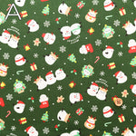 Cotton Scare Printed Fabric - Christmas Shimaenaga Bird - nomura tailor