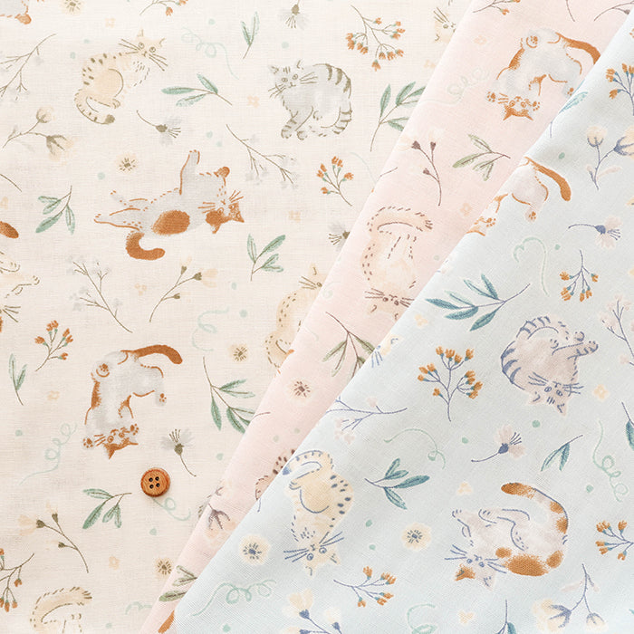 Cotton Double Gauze Print Fabric - Cat - nomura tailor