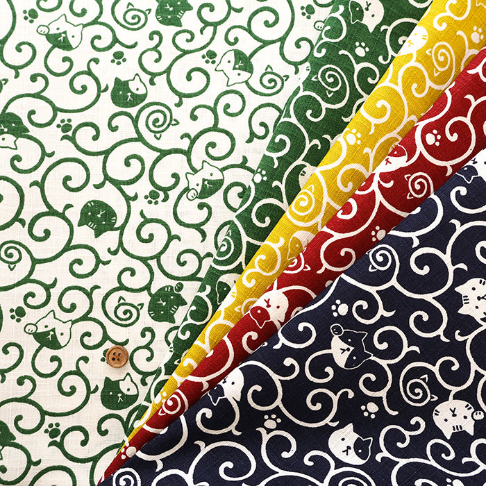 Cotton Dobby Fabric - Arabesque Cat - nomura tailor