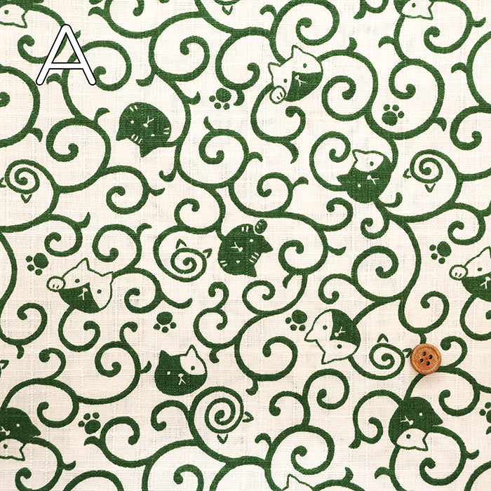 Cotton Dobby Fabric - Arabesque Cat - nomura tailor