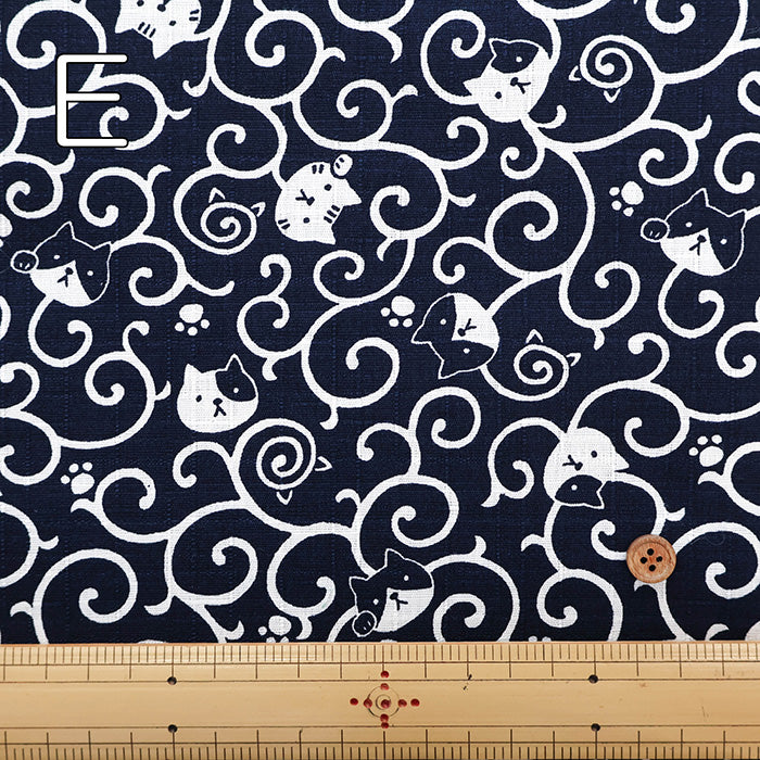 Cotton Dobby Fabric - Arabesque Cat - nomura tailor