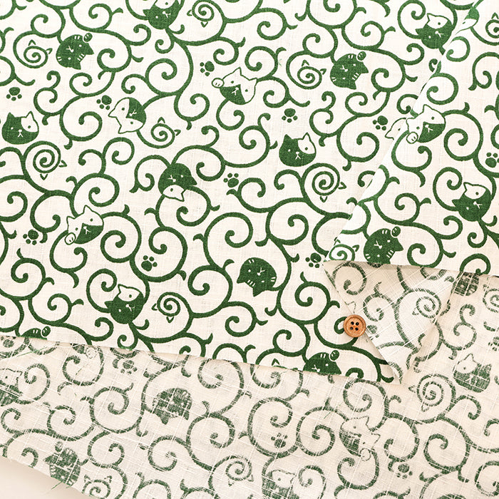 Cotton Dobby Fabric - Arabesque Cat - nomura tailor