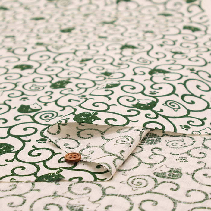 Cotton Dobby Fabric - Arabesque Cat - nomura tailor