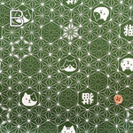 Cotton Dobby Fabric - Hemp Leaf Cat - nomura tailor