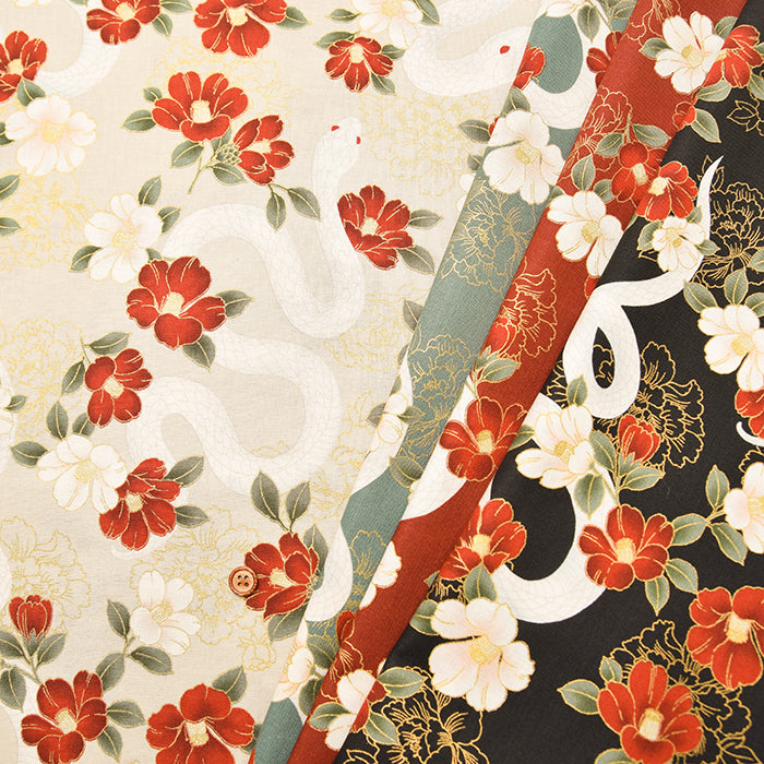 Cotton Muslin Fabric - White Snake - nomura tailor