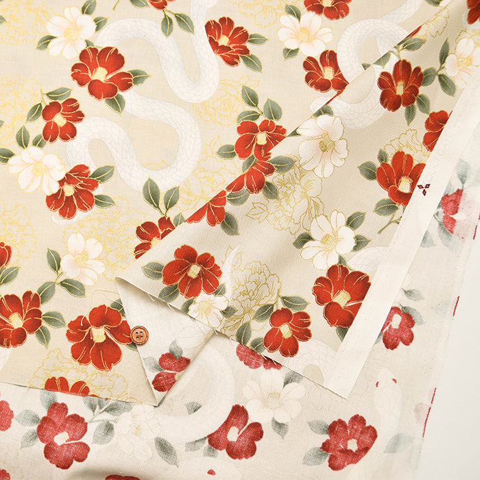 Cotton Muslin Fabric - White Snake - nomura tailor