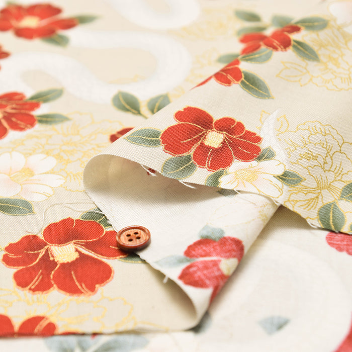 Cotton Muslin Fabric - White Snake - nomura tailor