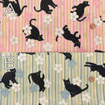 Cotton muslin Print Fabric - Blooming Orchids - Cherry Blossoms, and Cat - nomura tailor