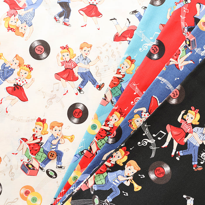 Cotton Shirting Fabric - Quilt Gate Love Rockabilly - nomura tailor