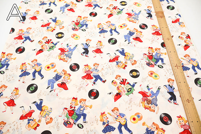 Cotton Shirting Fabric - Quilt Gate Love Rockabilly - nomura tailor