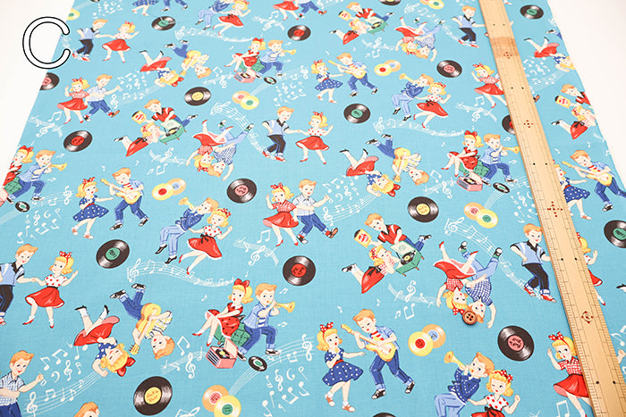 Cotton Shirting Fabric - Quilt Gate Love Rockabilly - nomura tailor