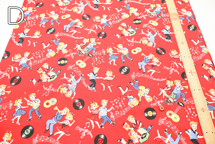 Cotton Shirting Fabric - Quilt Gate Love Rockabilly - nomura tailor