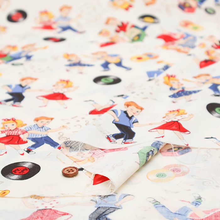 Cotton Shirting Fabric - Quilt Gate Love Rockabilly - nomura tailor