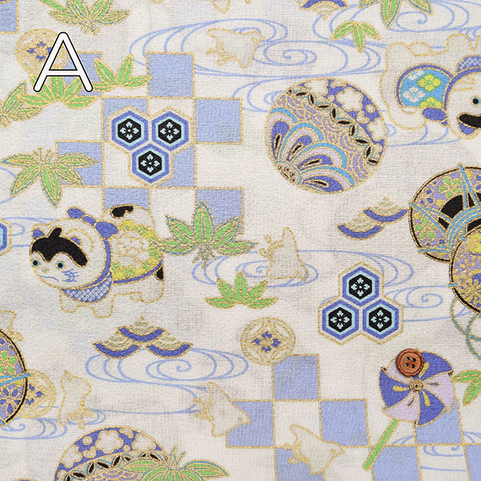 Cotton Crepe(Chirimen) Embossed Fabric - Dog - nomura tailor