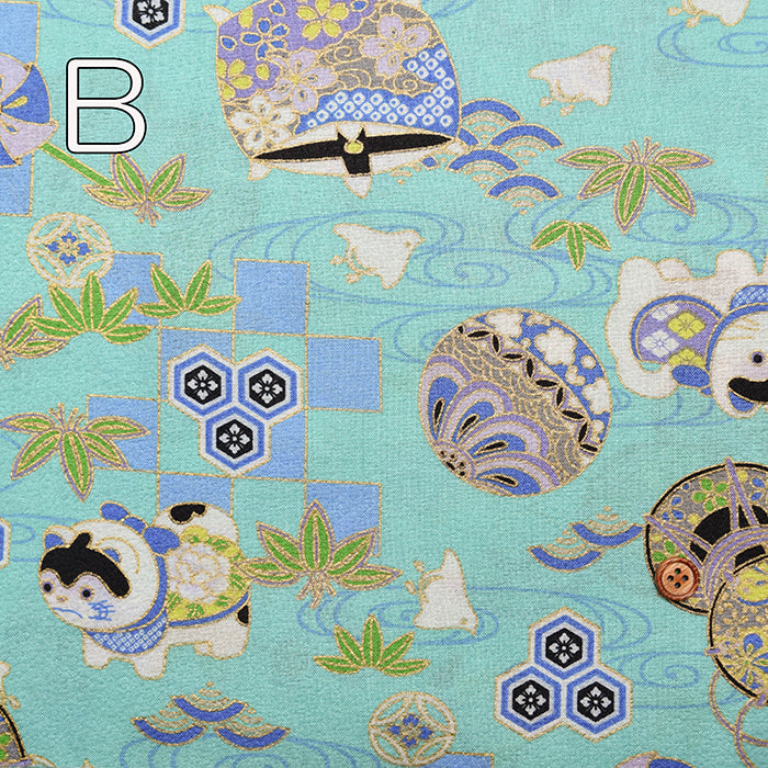 Cotton Crepe(Chirimen) Embossed Fabric - Dog - nomura tailor