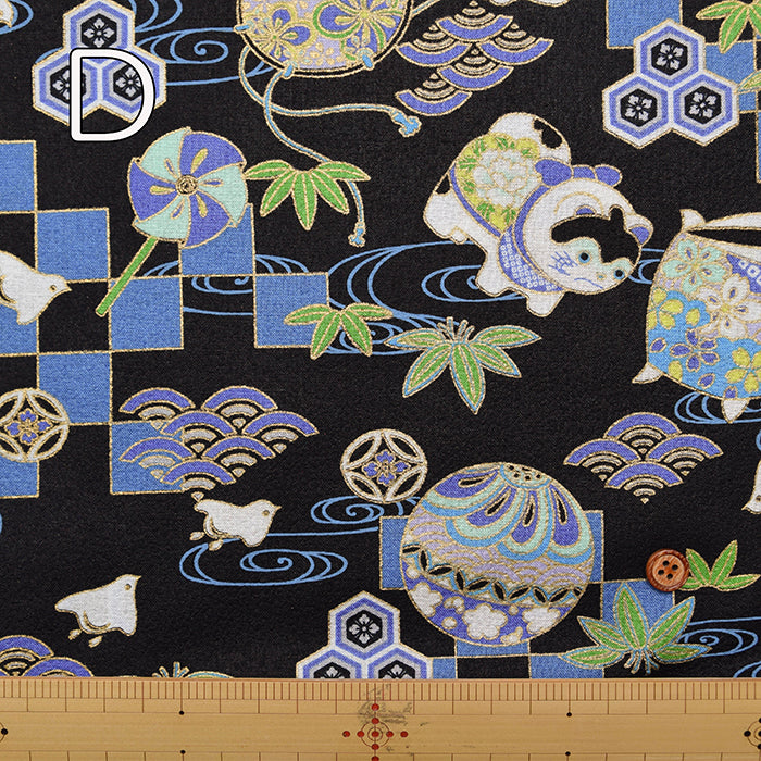 Cotton Crepe(Chirimen) Embossed Fabric - Dog - nomura tailor